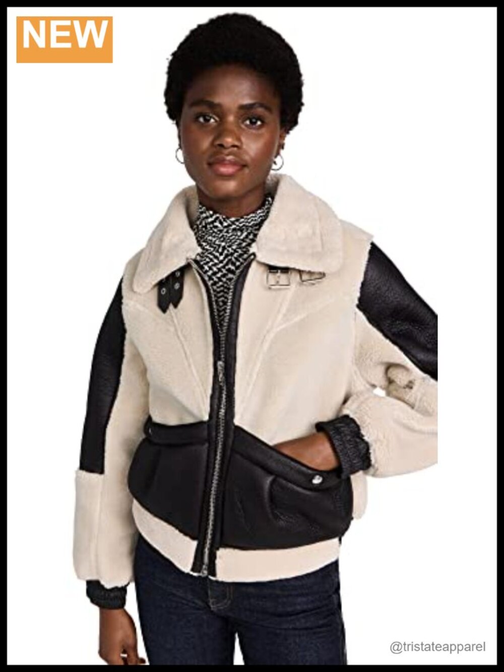 Faux Leather Moto Jacket with Sherpa Lining, Heavyweight
